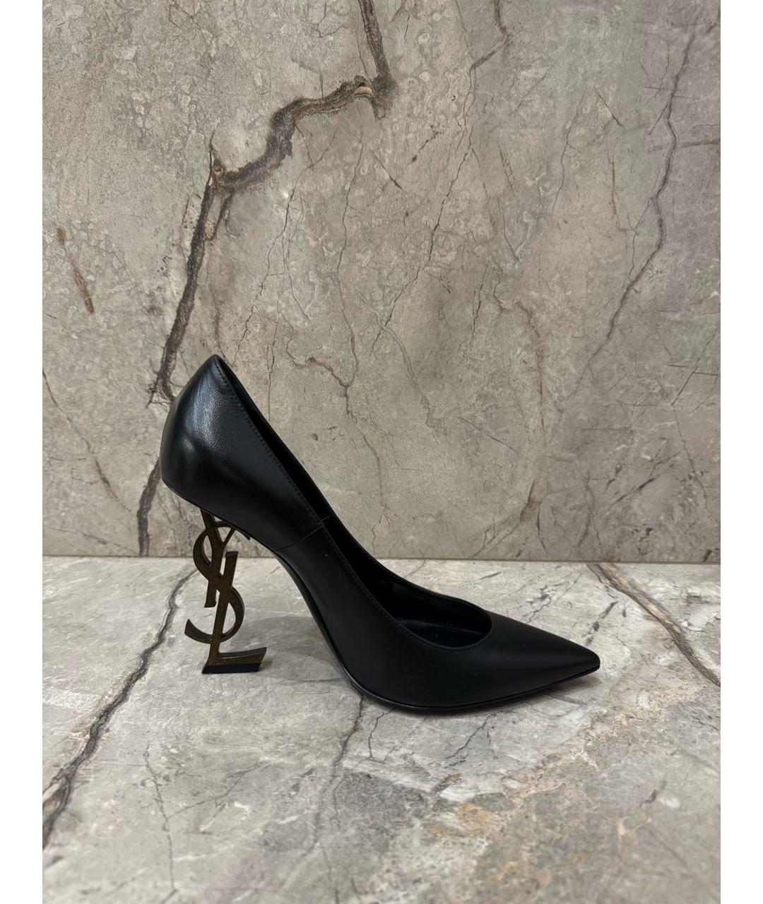 SAINT LAURENT Черные кожаные туфли, фото 5