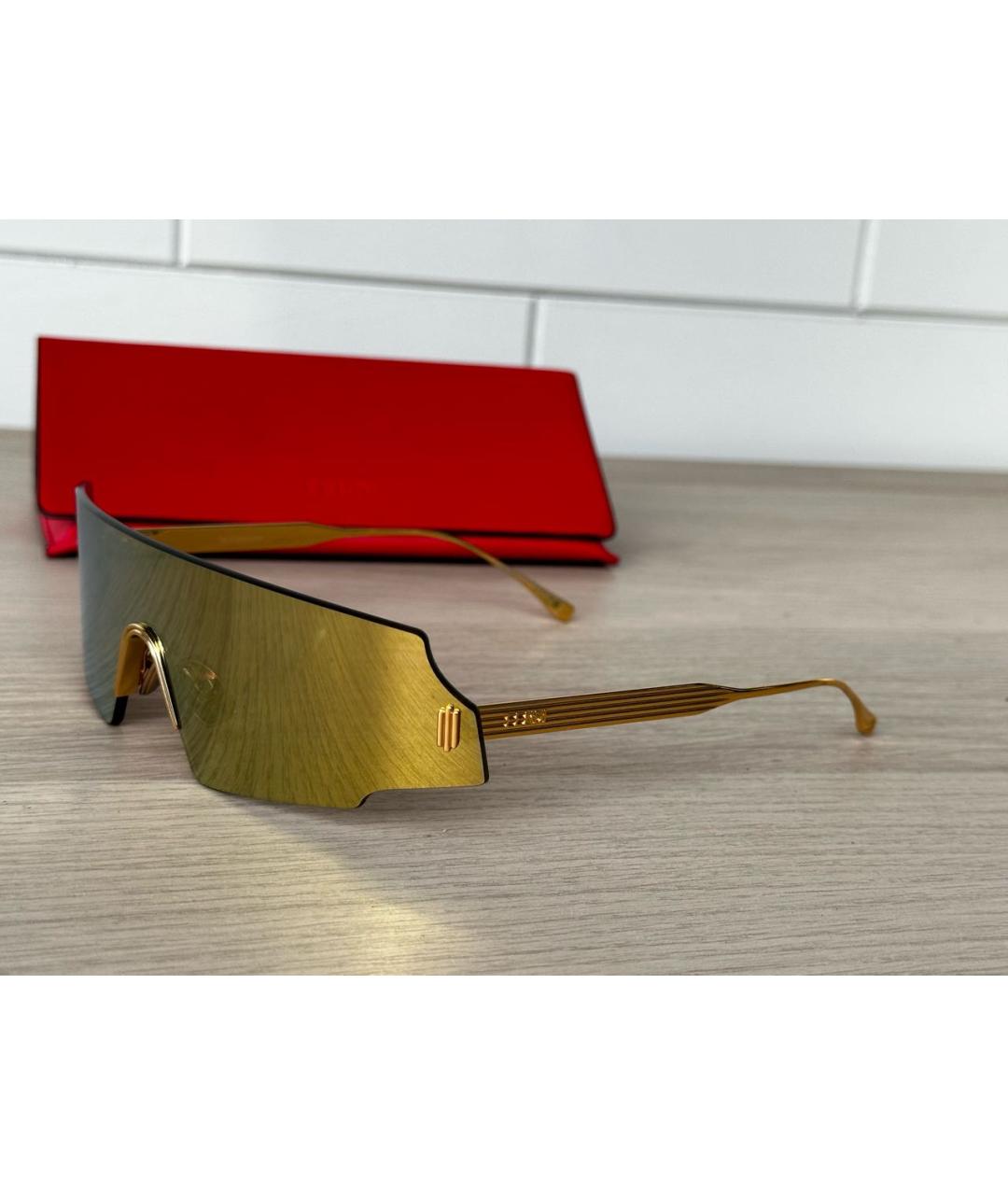 FENDI Золотые металлические солнцезащитные очки, фото 2