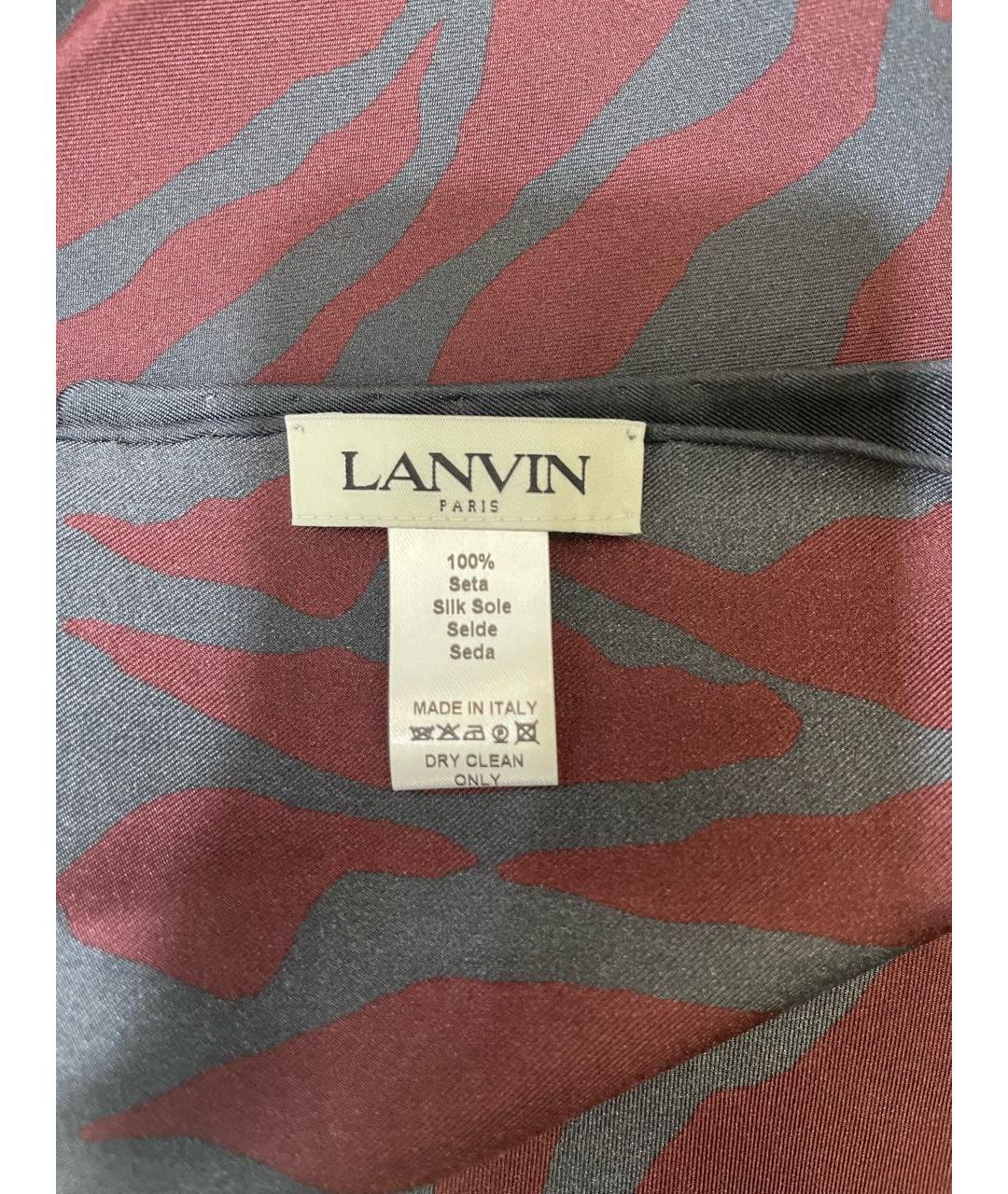 LANVIN Бордовый шелковый платок, фото 3