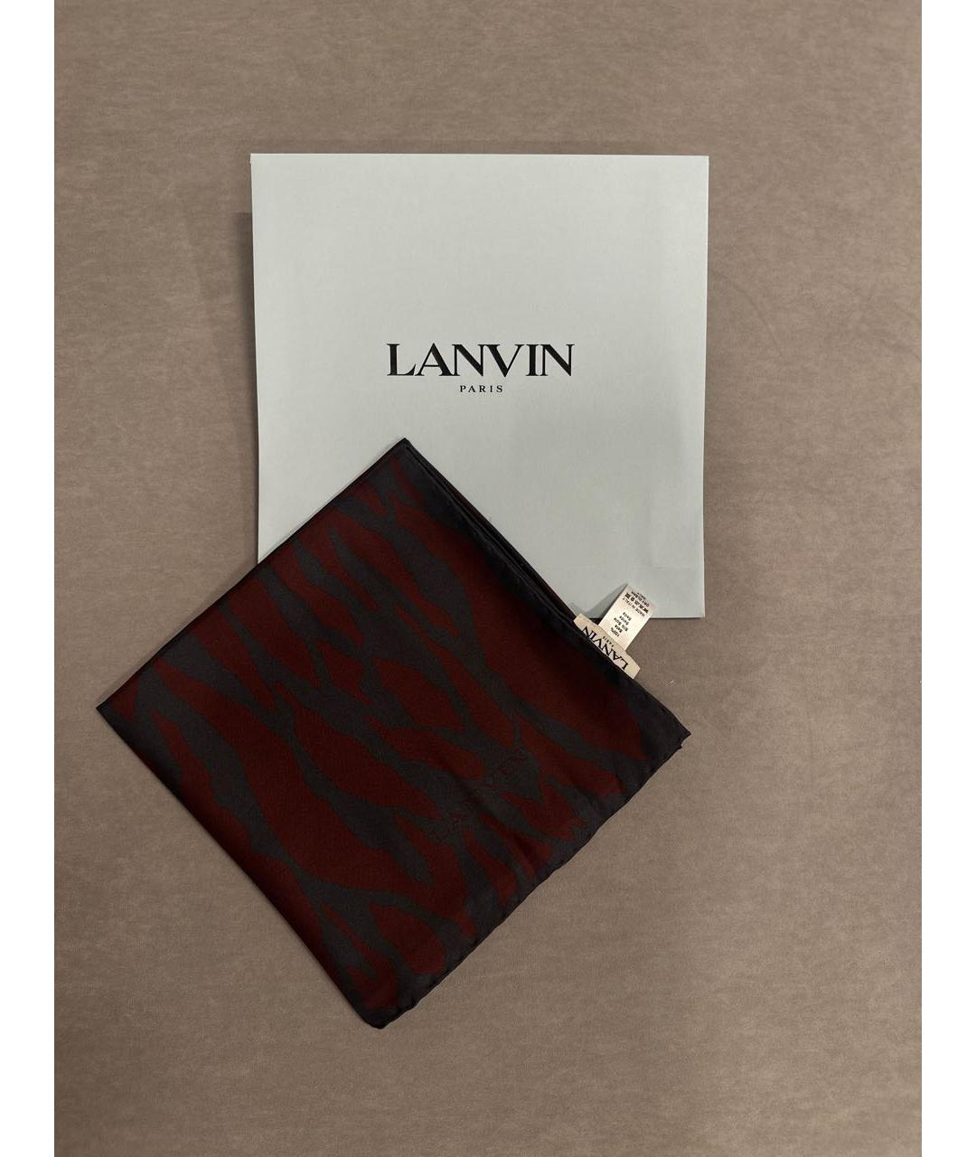 LANVIN Бордовый шелковый платок, фото 5