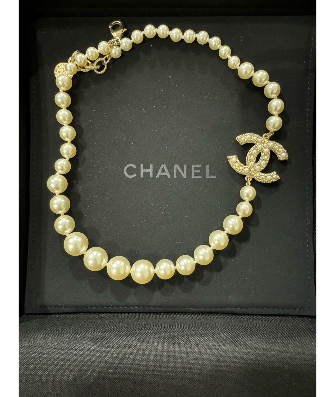 CHANEL Бежевое жемчужное колье, фото 5