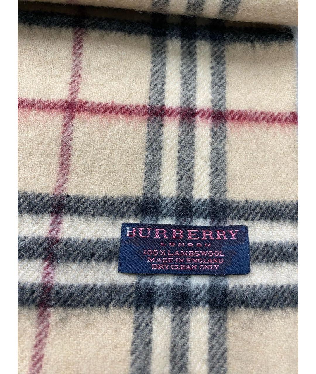 BURBERRY Бежевый шерстяной шарф, фото 2