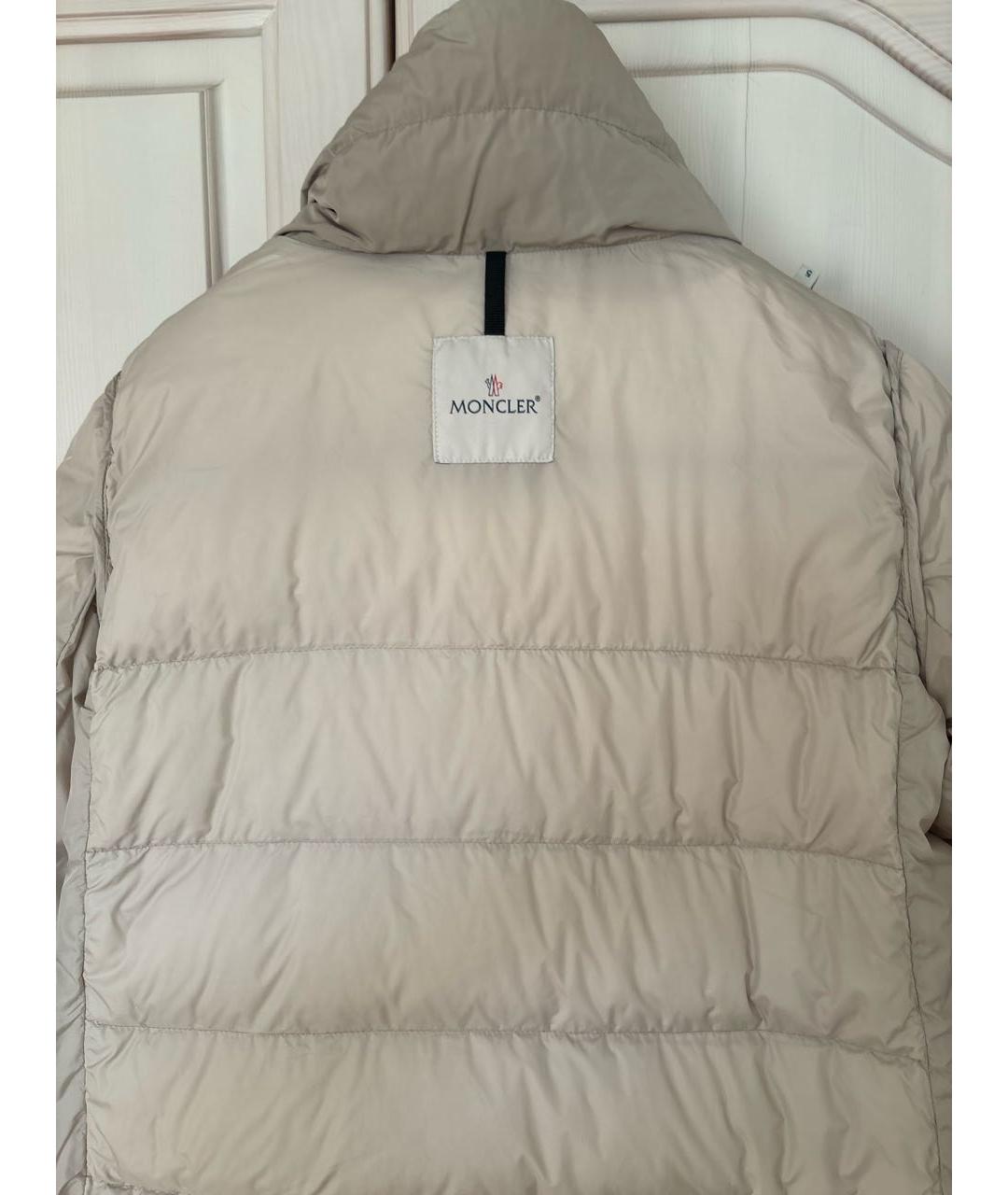 MONCLER Бежевый синтетический пуховик, фото 3