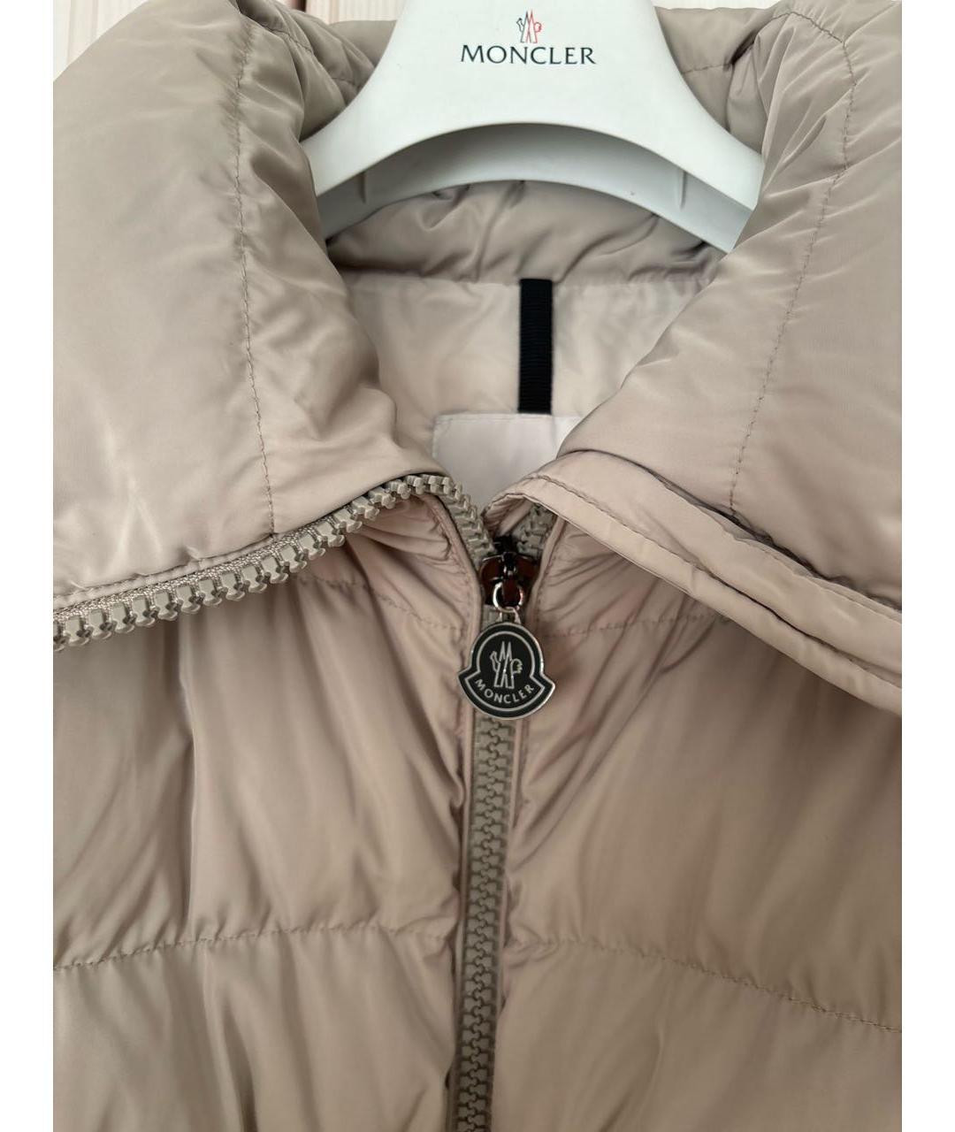 MONCLER Бежевый синтетический пуховик, фото 4