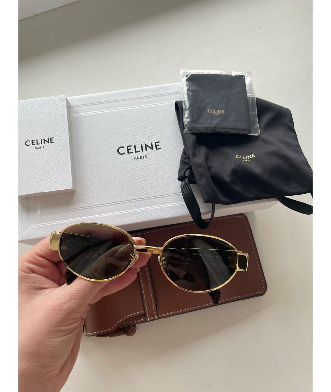 CELINE Золотые металлические солнцезащитные очки, фото 4