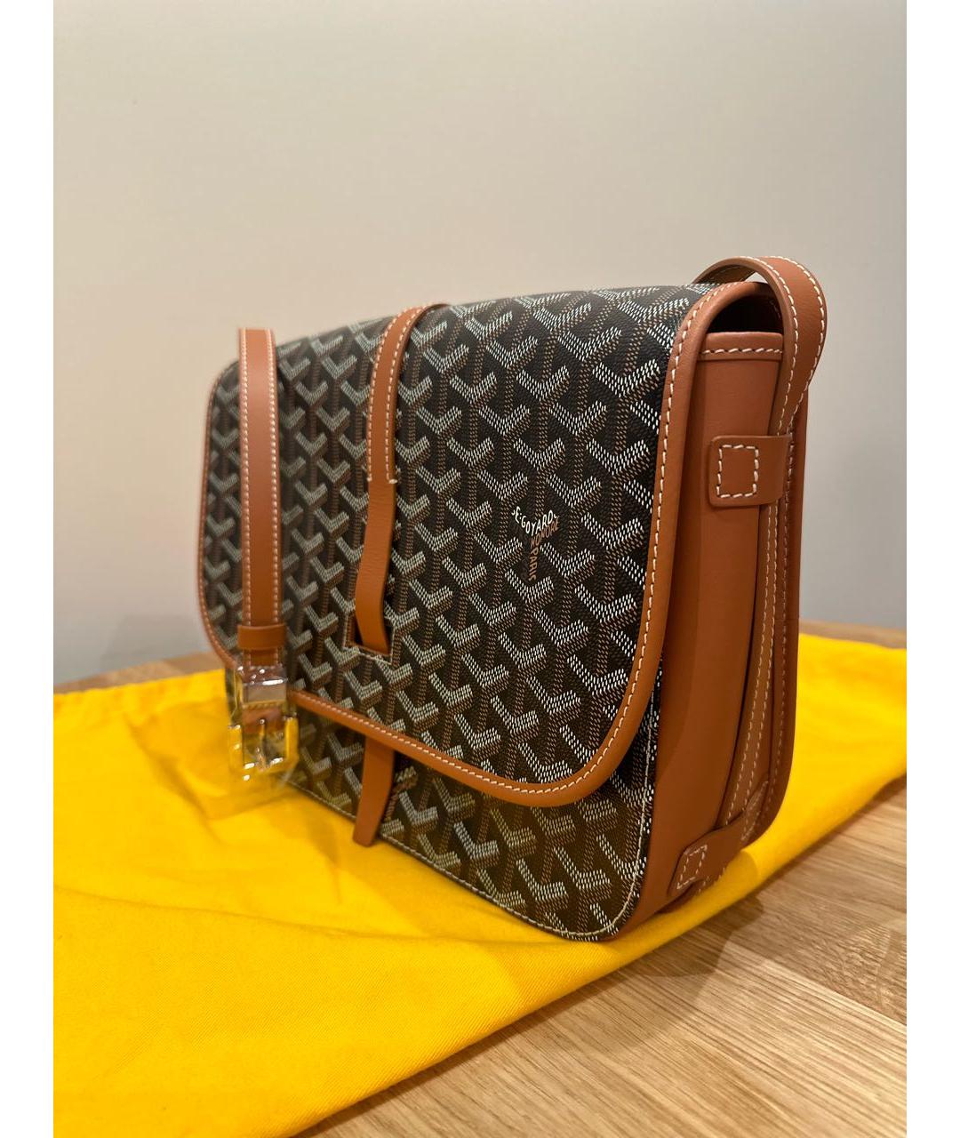 GOYARD Коричневая кожаная сумка на плечо, фото 2