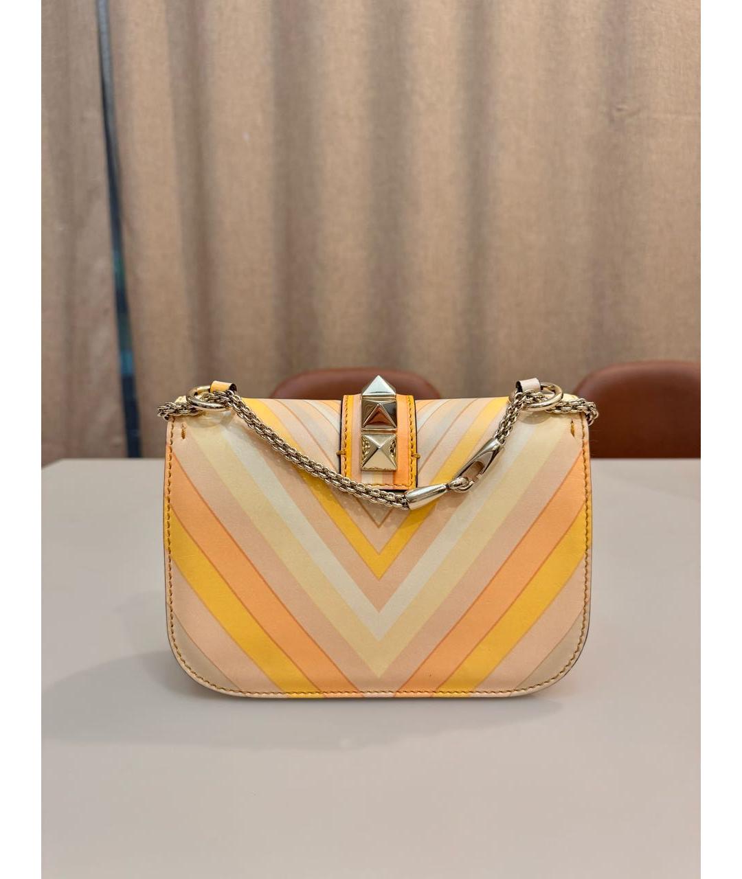 VALENTINO Оранжевая кожаная сумка через плечо, фото 2