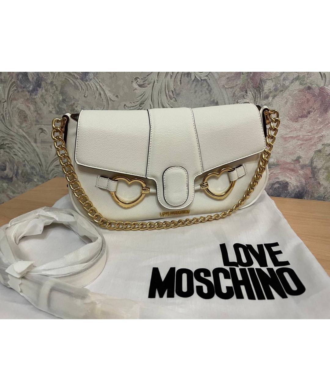 LOVE MOSCHINO Белая сумка через плечо из искусственной кожи, фото 5