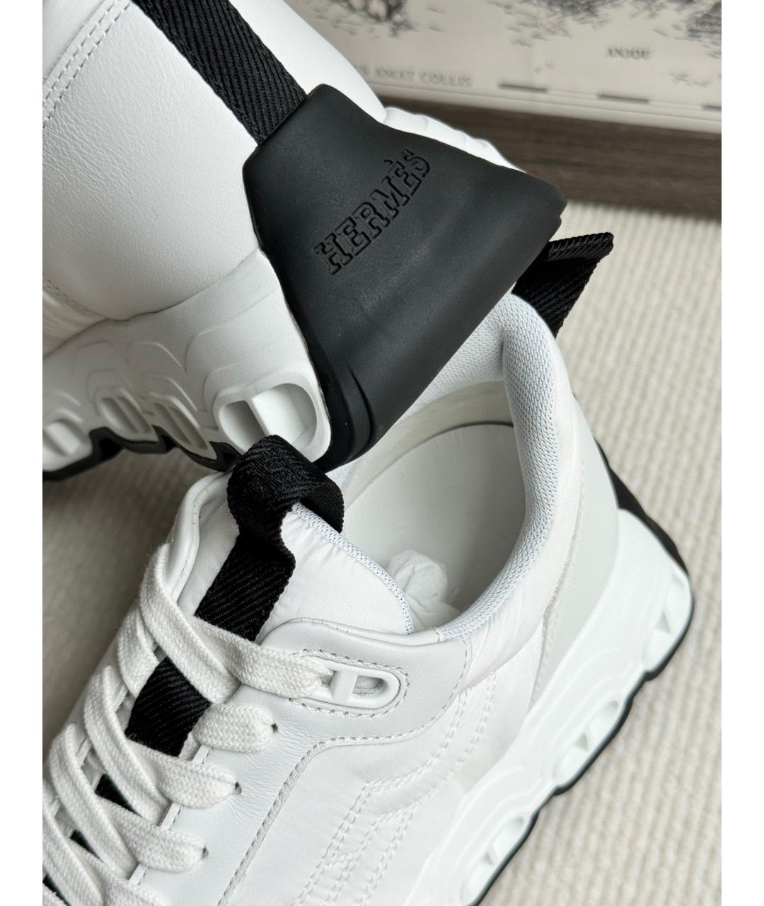 HERMES Белые кожаные кеды, фото 6