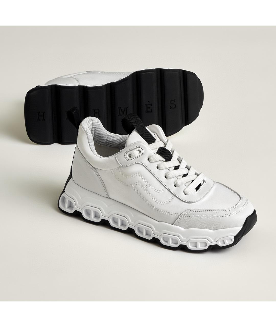 HERMES Белые кожаные кеды, фото 8