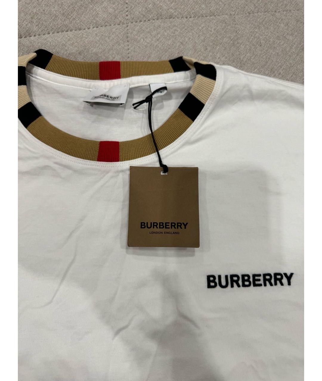 BURBERRY Белая хлопковая футболка, фото 2