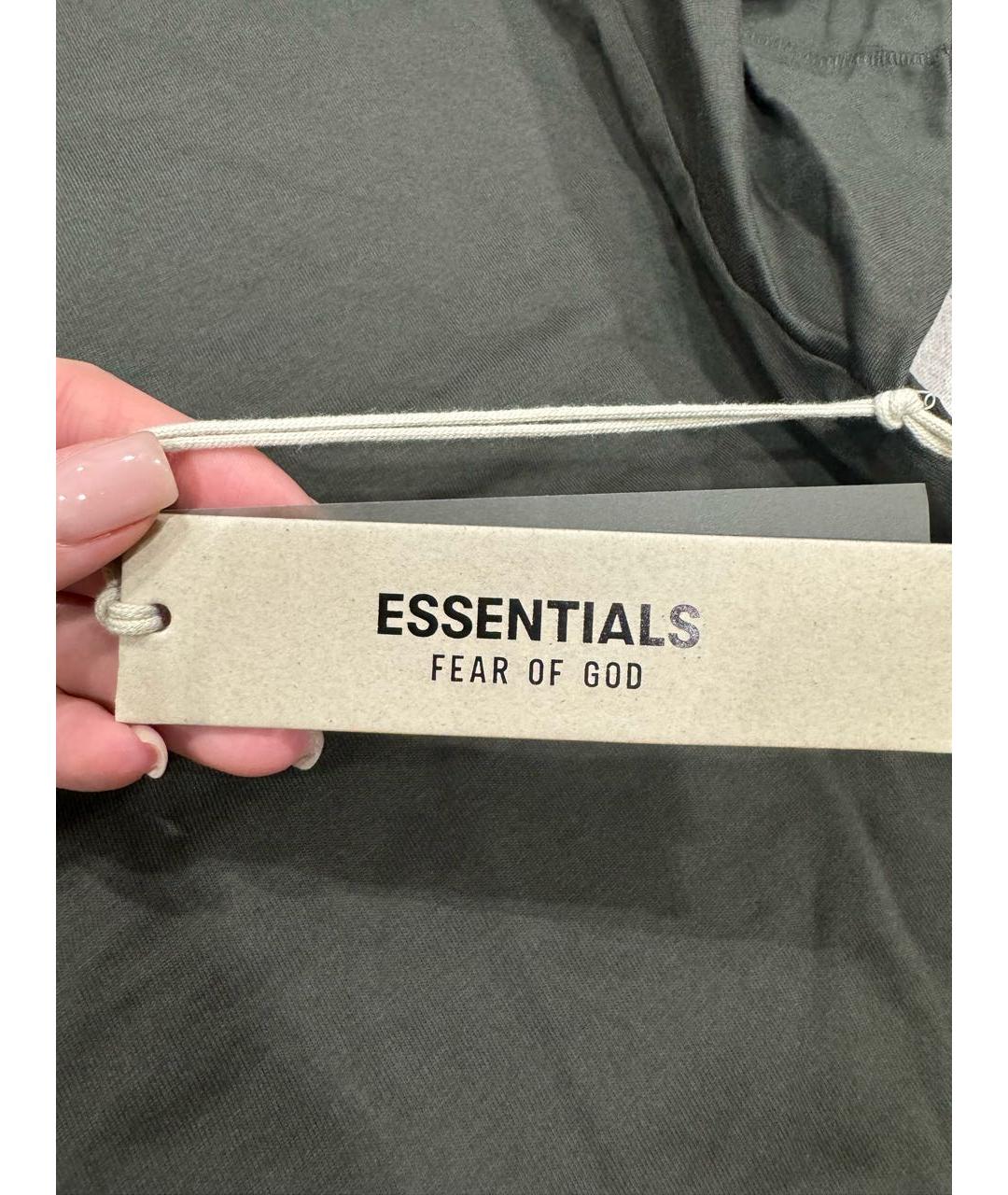 FEAR OF GOD ESSENTIALS Антрацитовая хлопковая футболка, фото 2