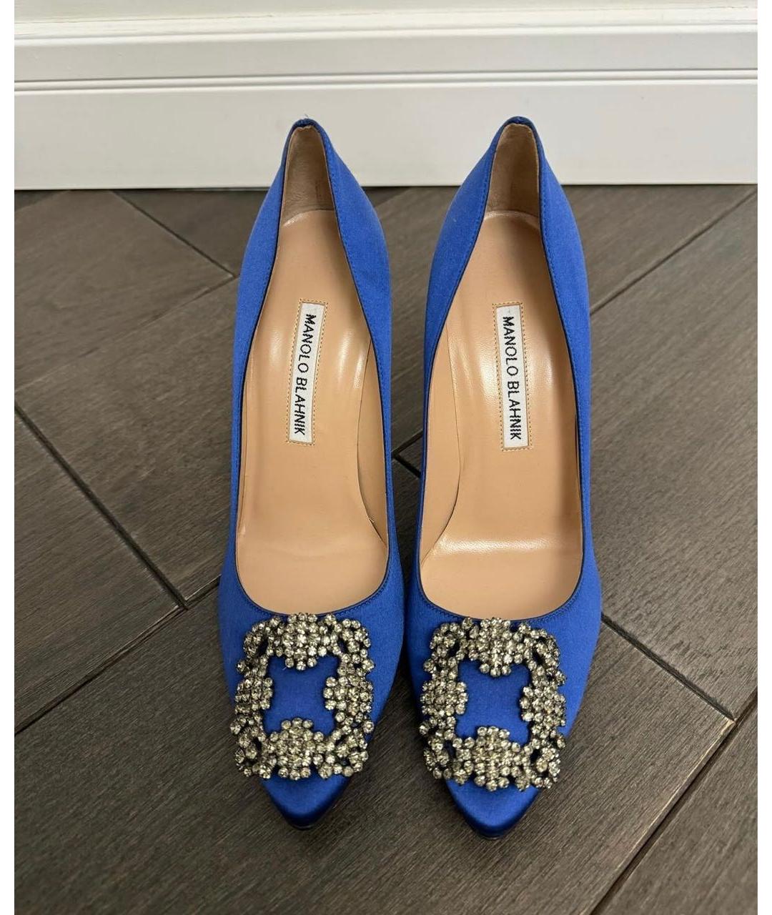 MANOLO BLAHNIK Синие текстильные туфли, фото 3