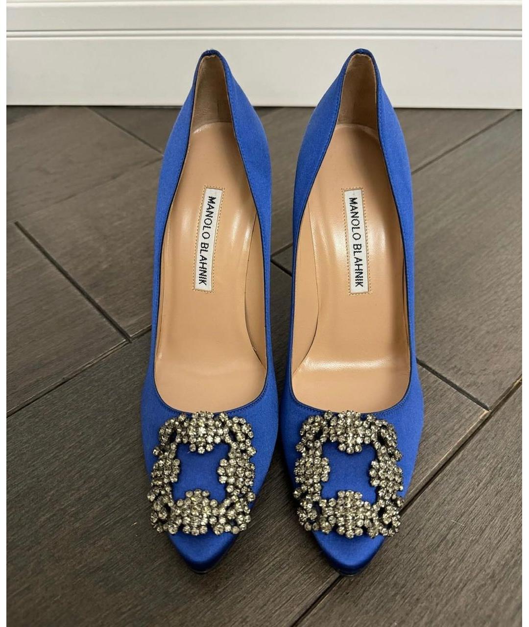 MANOLO BLAHNIK Синие текстильные туфли, фото 2