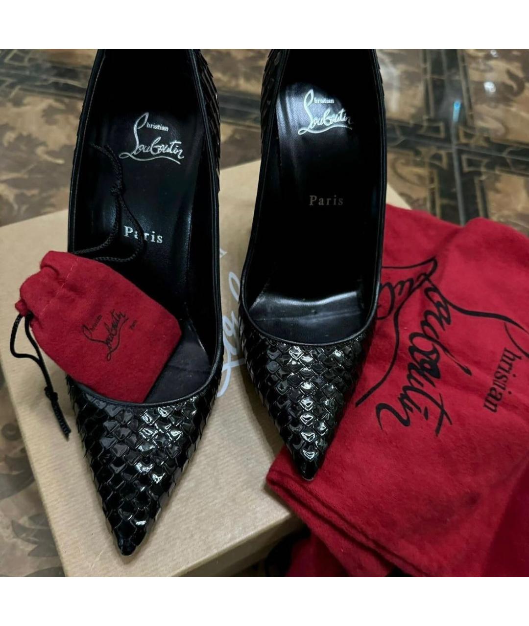 CHRISTIAN LOUBOUTIN Черные кожаные туфли, фото 2