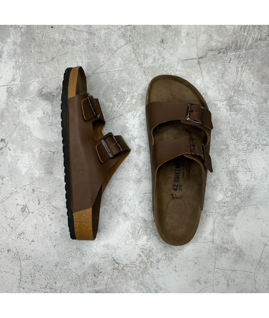 BIRKENSTOCK Коричневые кожаные сандалии, фото 9