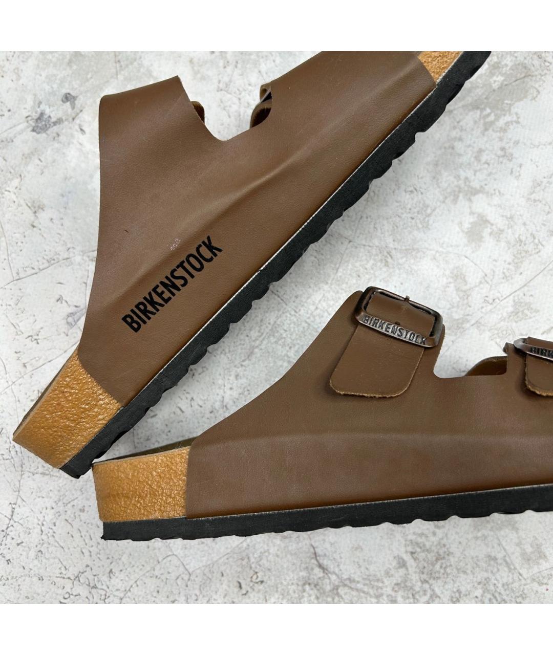 BIRKENSTOCK Коричневые кожаные сандалии, фото 3