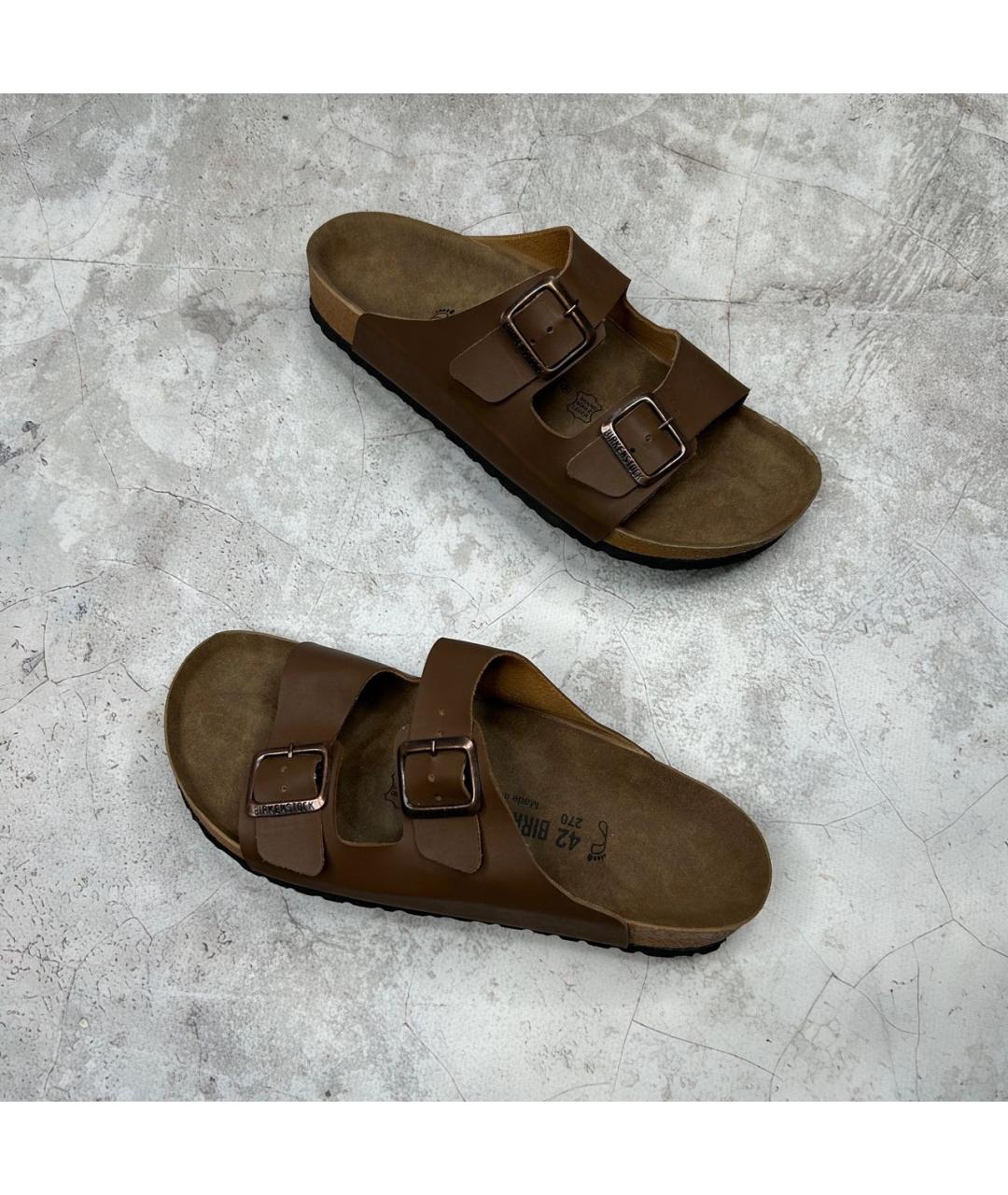 BIRKENSTOCK Коричневые кожаные сандалии, фото 2