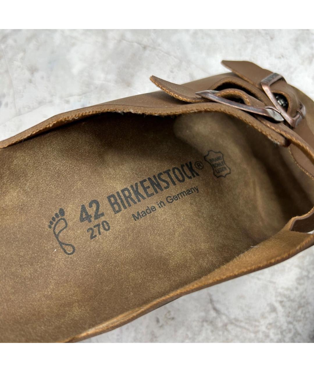 BIRKENSTOCK Коричневые кожаные сандалии, фото 4