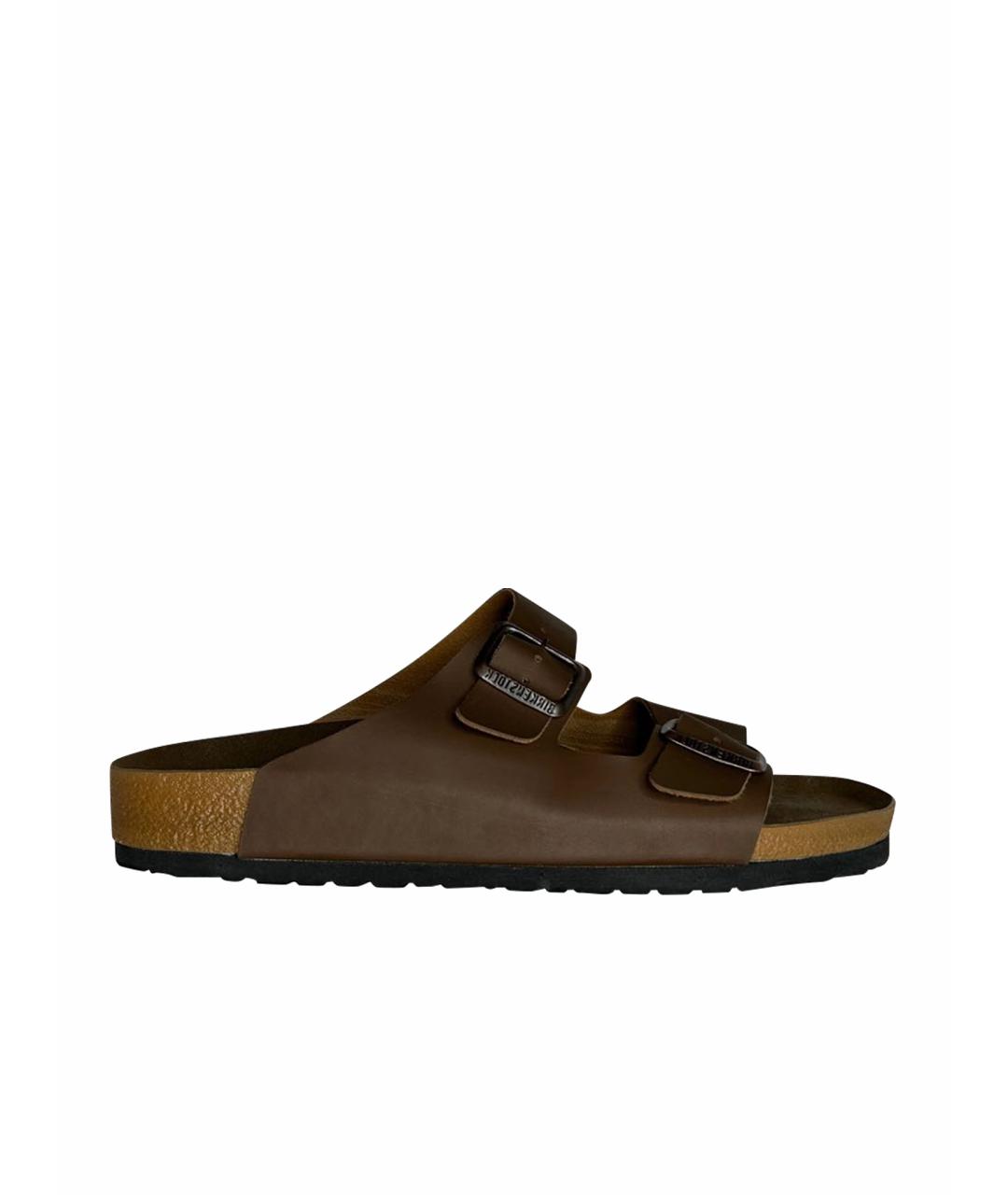 BIRKENSTOCK Коричневые кожаные сандалии, фото 1