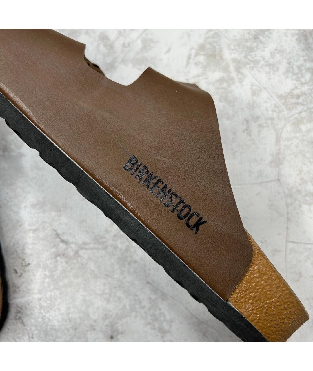 BIRKENSTOCK Коричневые кожаные сандалии, фото 5