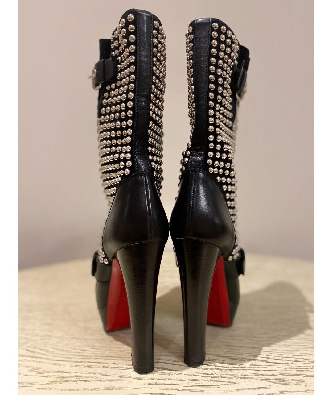 CHRISTIAN LOUBOUTIN Черные кожаные сапоги, фото 4