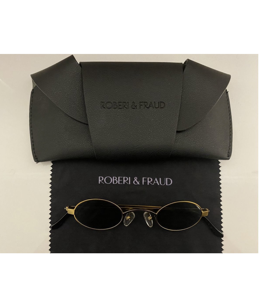 ROBERI&FRAUD Золотые металлические солнцезащитные очки, фото 3