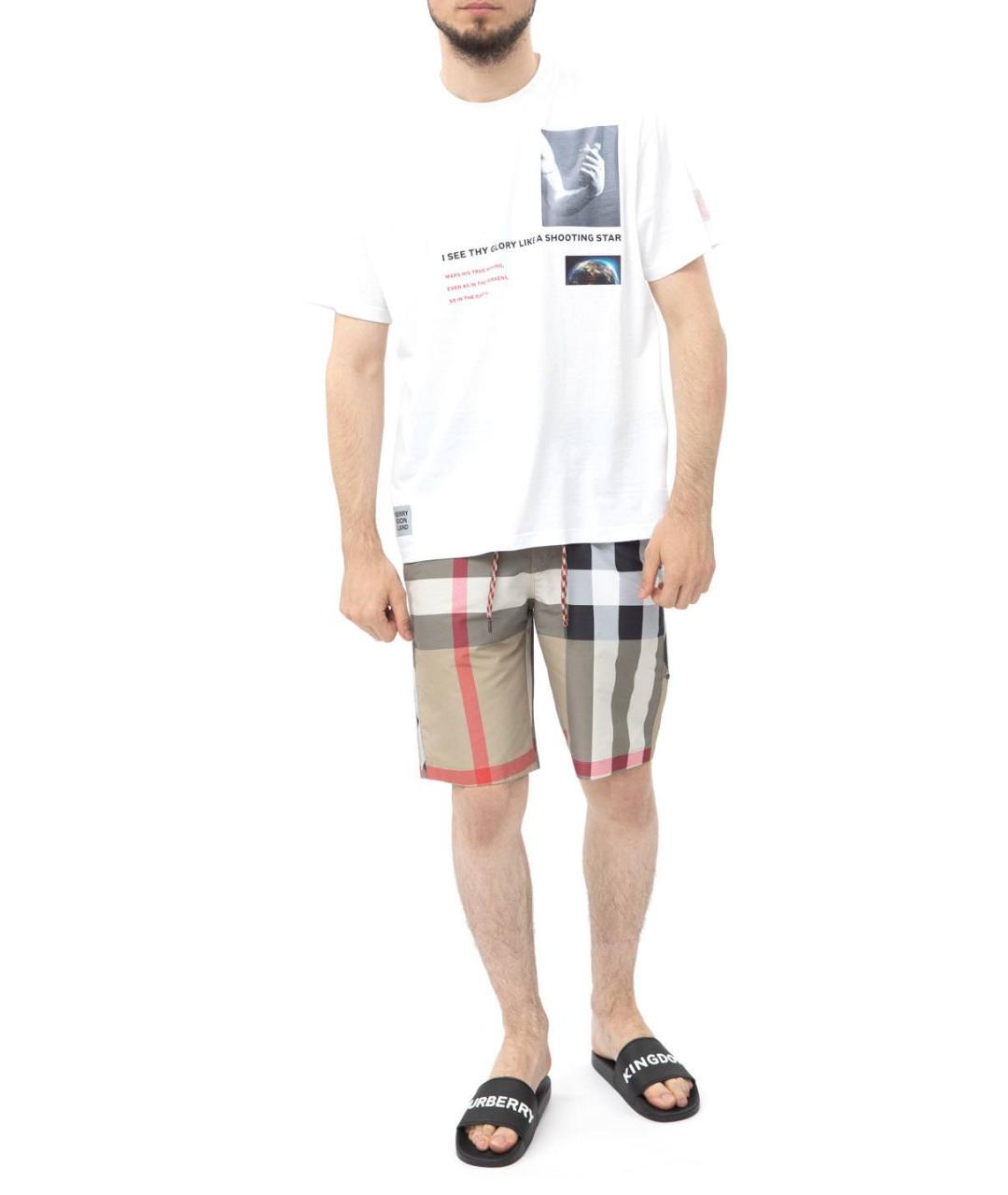 BURBERRY Бежевые полиэстеровые шорты, фото 2