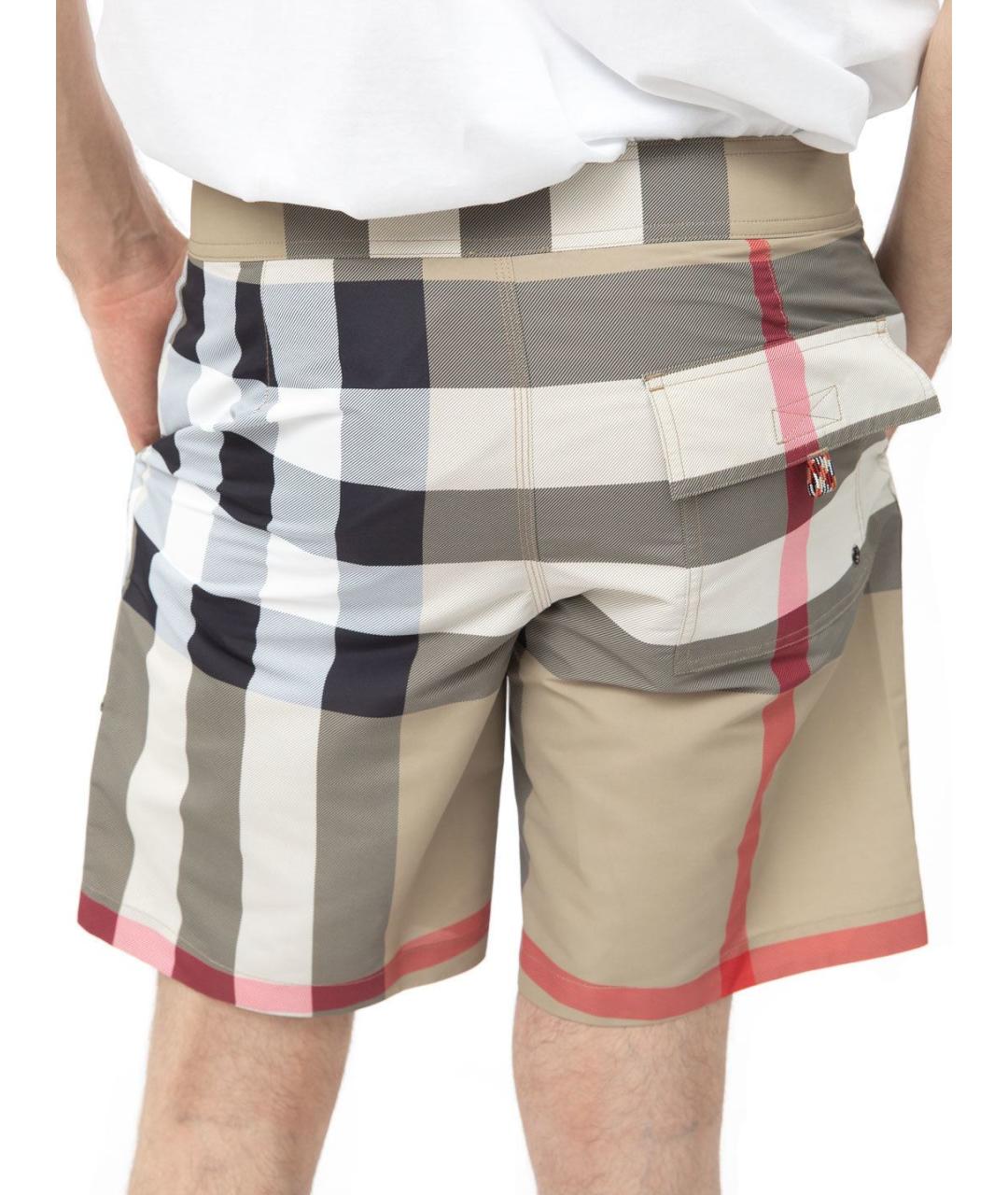 BURBERRY Бежевые полиэстеровые шорты, фото 4