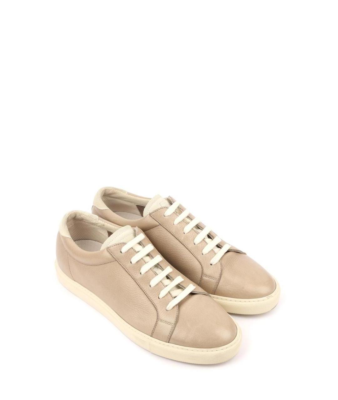 BRUNELLO CUCINELLI Бежевые кожаные низкие кроссовки / кеды, фото 5
