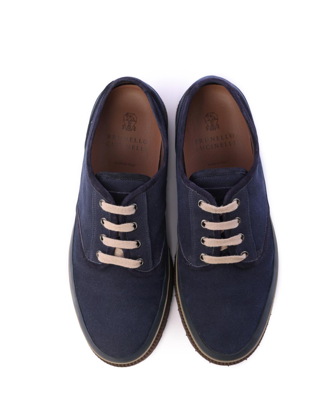 BRUNELLO CUCINELLI Синие текстильные туфли, фото 4