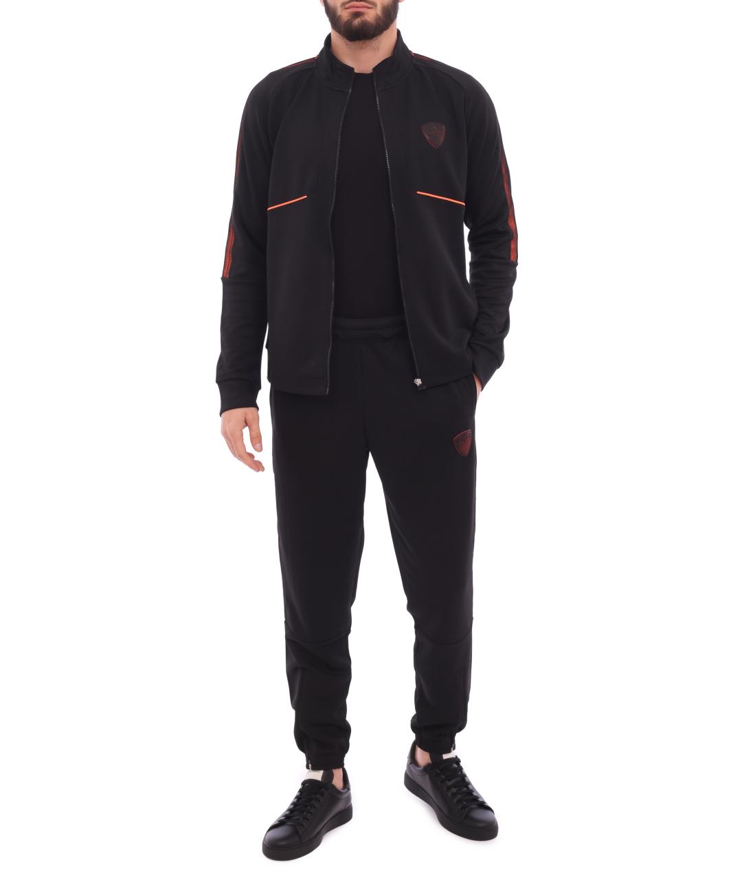 EA7 Черные полиэстеровые повседневные брюки, фото 2