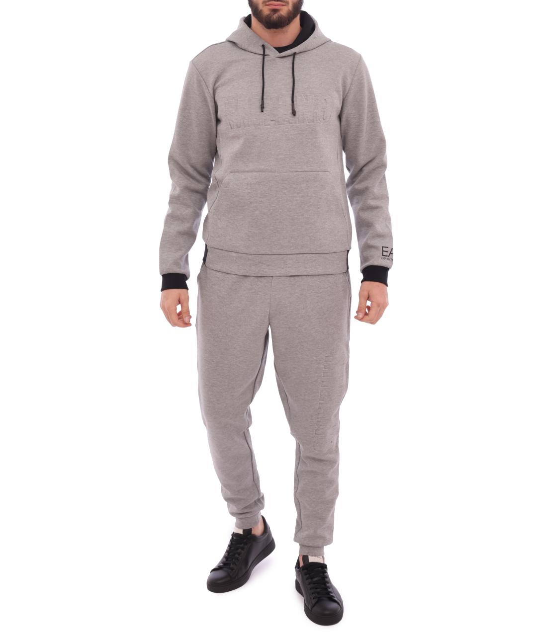 EA7 Серые полиэстеровые повседневные брюки, фото 2