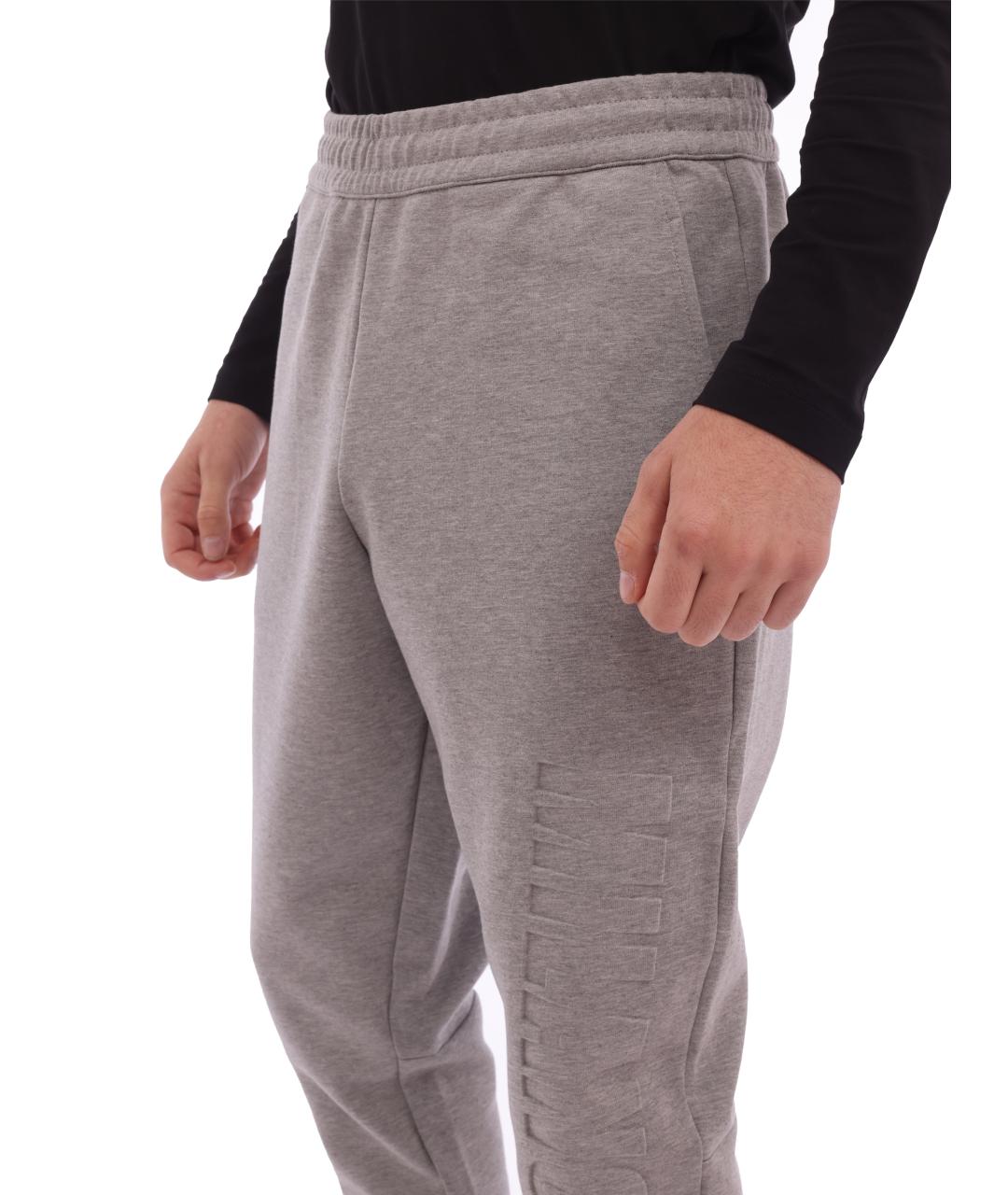 EA7 Серые полиэстеровые повседневные брюки, фото 3