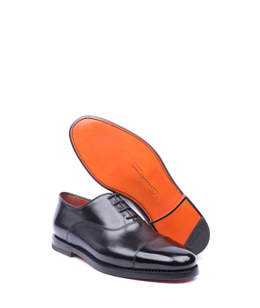 SANTONI Черные кожаные туфли, фото 5