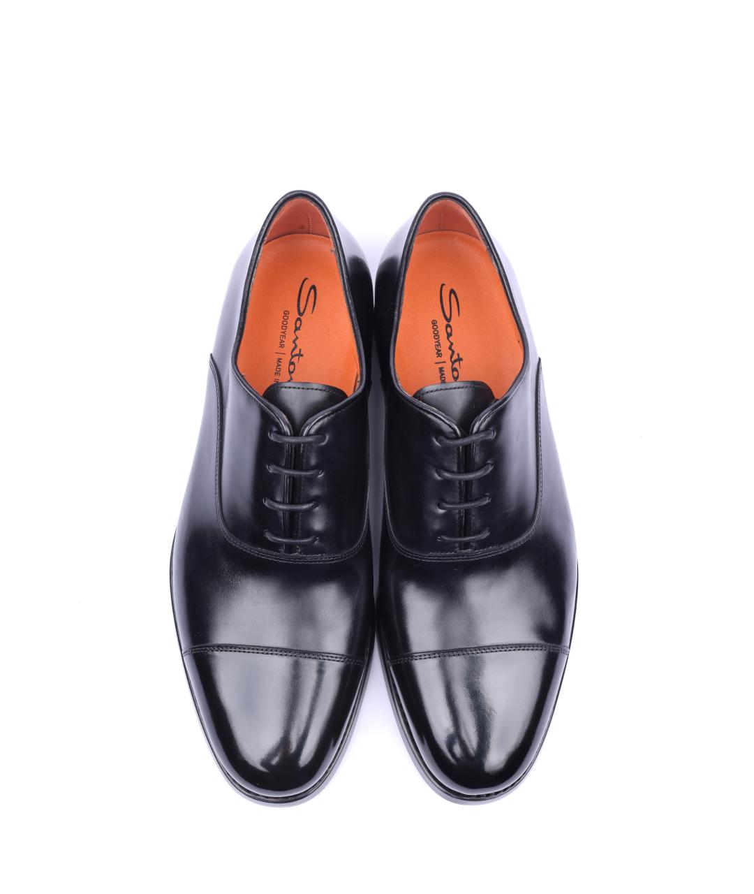 SANTONI Черные кожаные туфли, фото 4