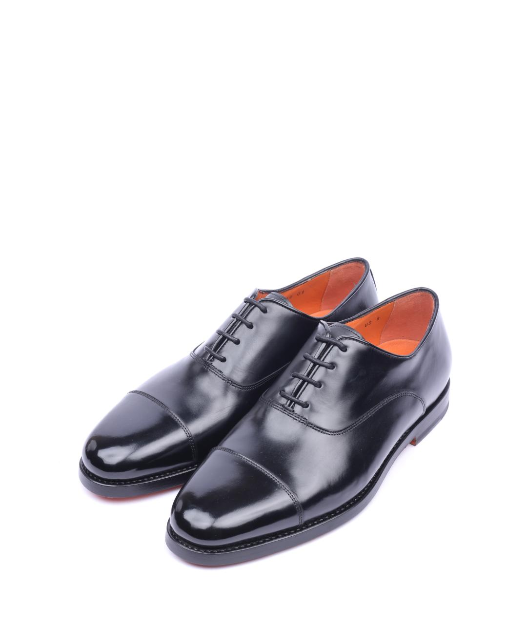 SANTONI Черные кожаные туфли, фото 2