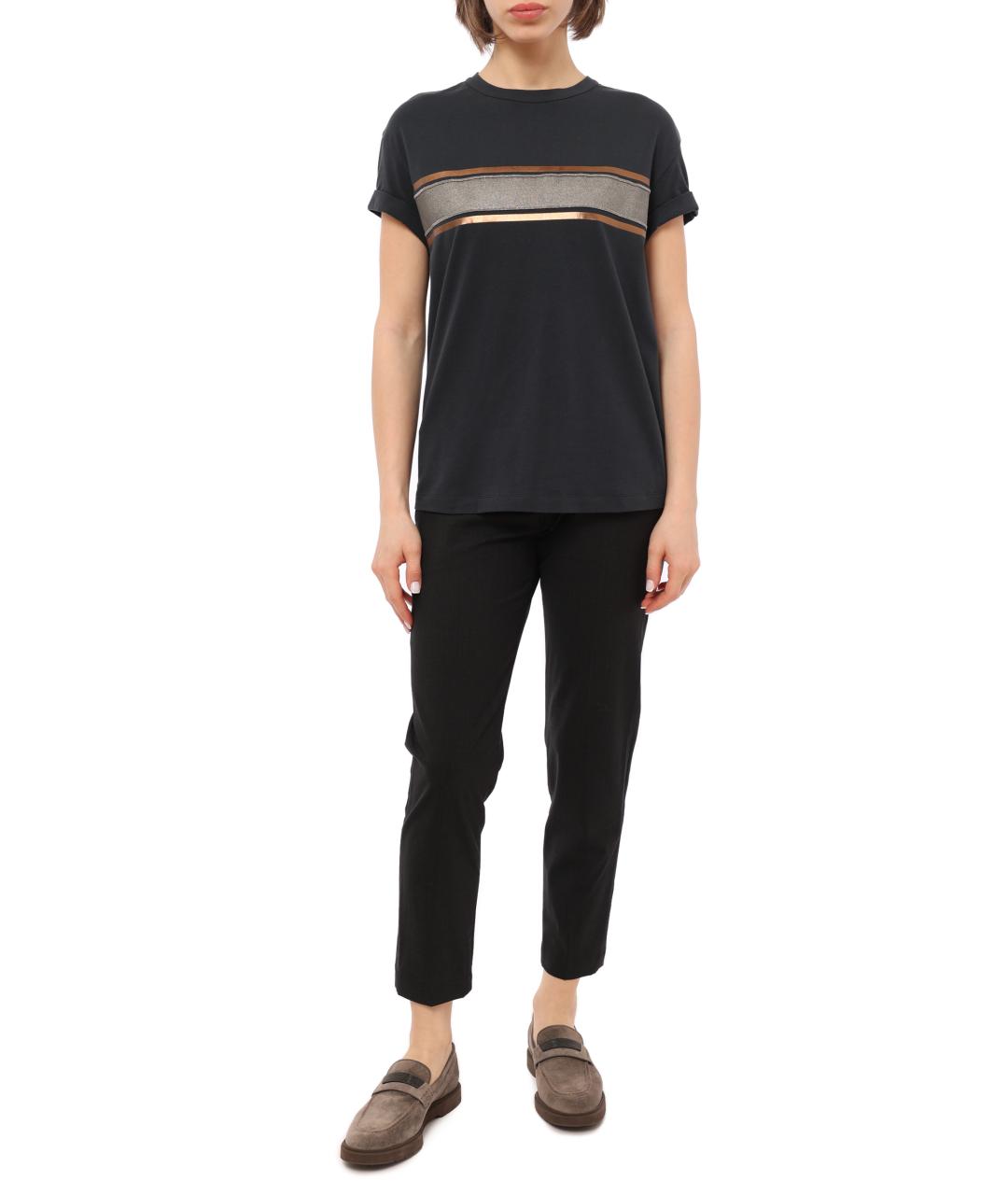 BRUNELLO CUCINELLI Черная хлопковая футболка, фото 1