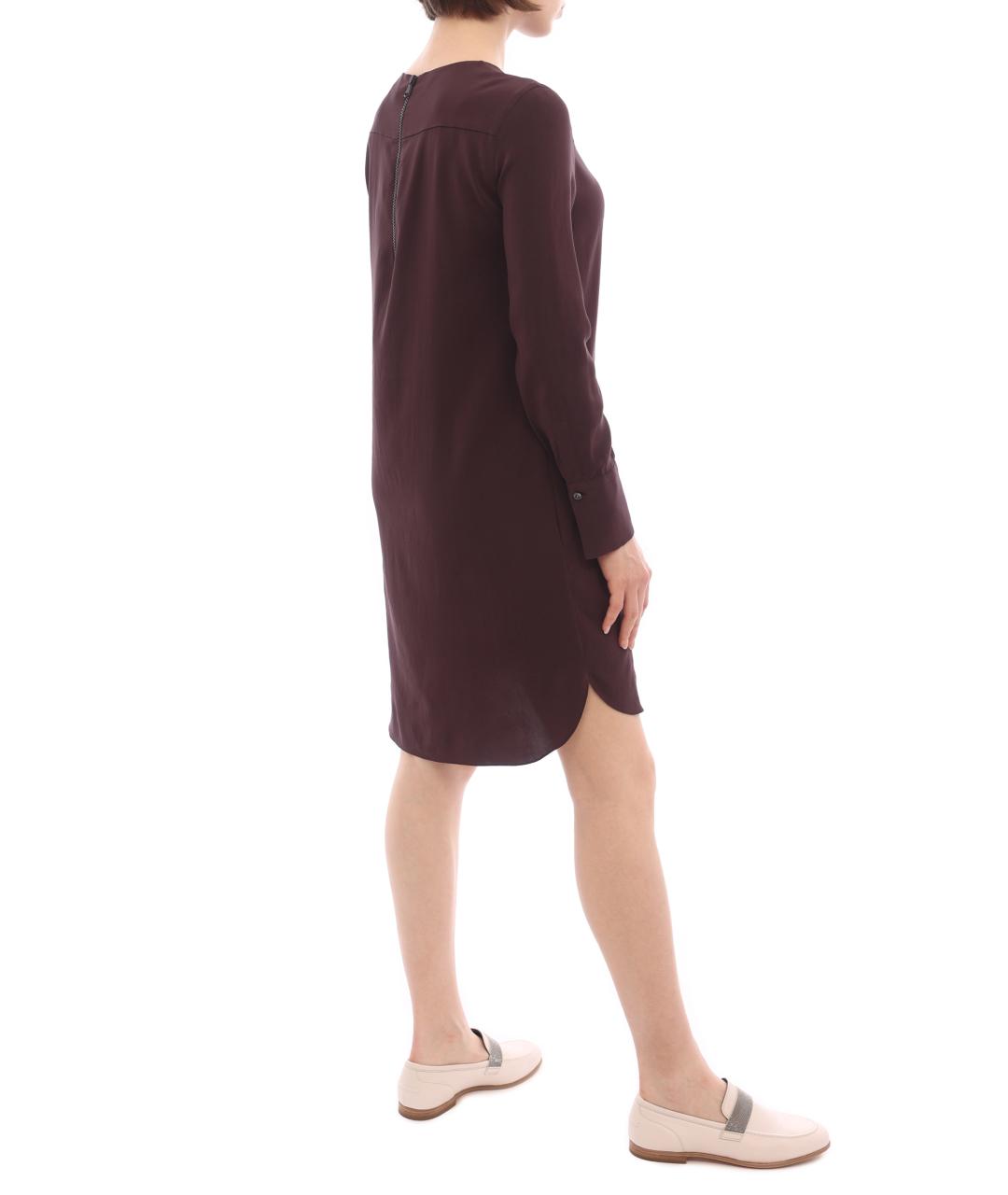BRUNELLO CUCINELLI Бордовое повседневное платье, фото 4