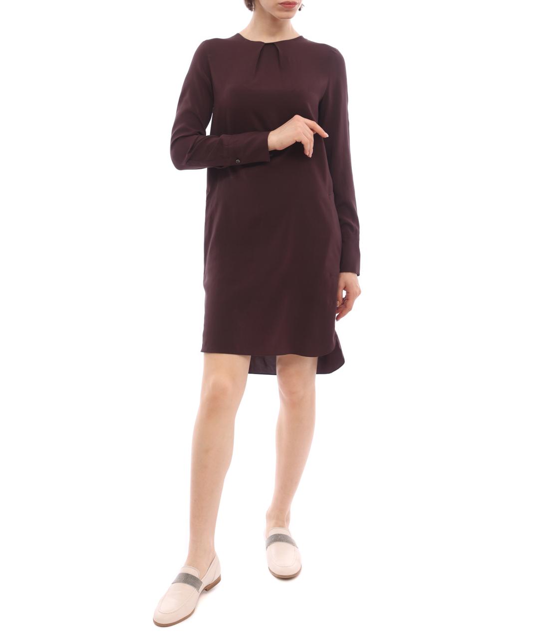 BRUNELLO CUCINELLI Бордовое повседневное платье, фото 6