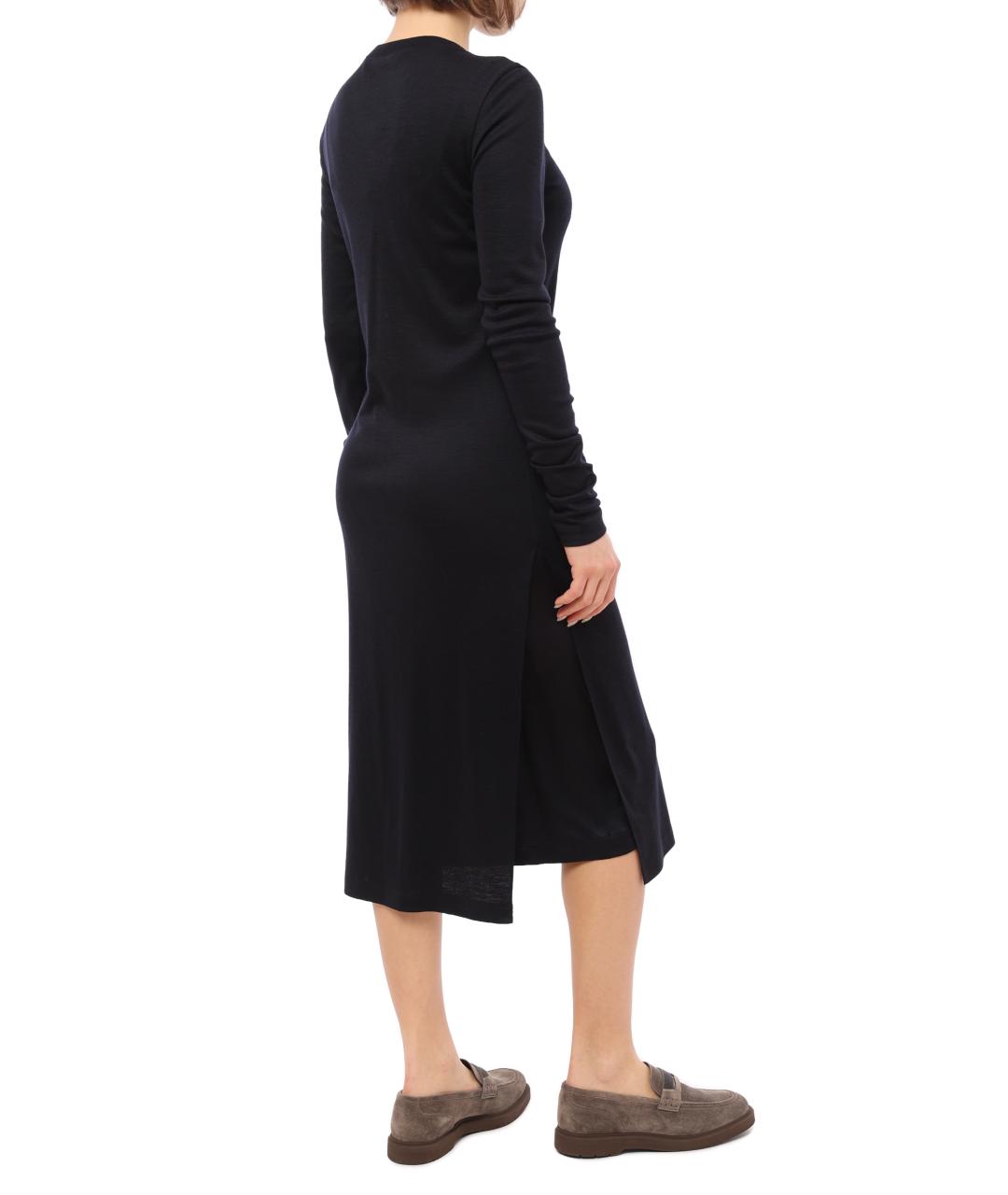 BRUNELLO CUCINELLI Темно-синее шерстяное повседневное платье, фото 3