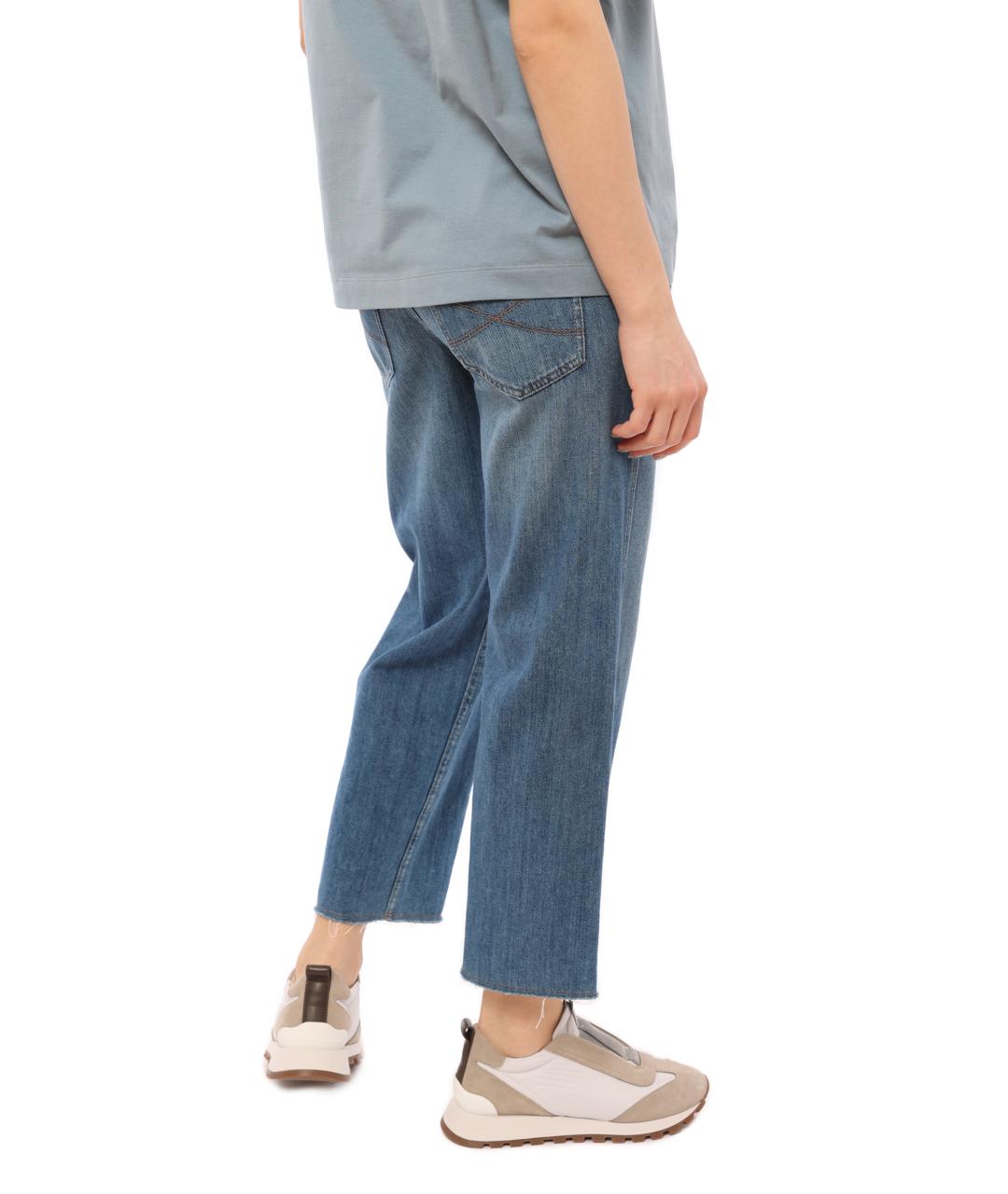 BRUNELLO CUCINELLI Синие хлопковые прямые джинсы, фото 4