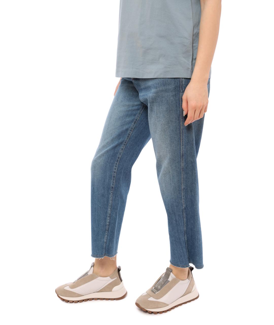 BRUNELLO CUCINELLI Синие хлопковые прямые джинсы, фото 2