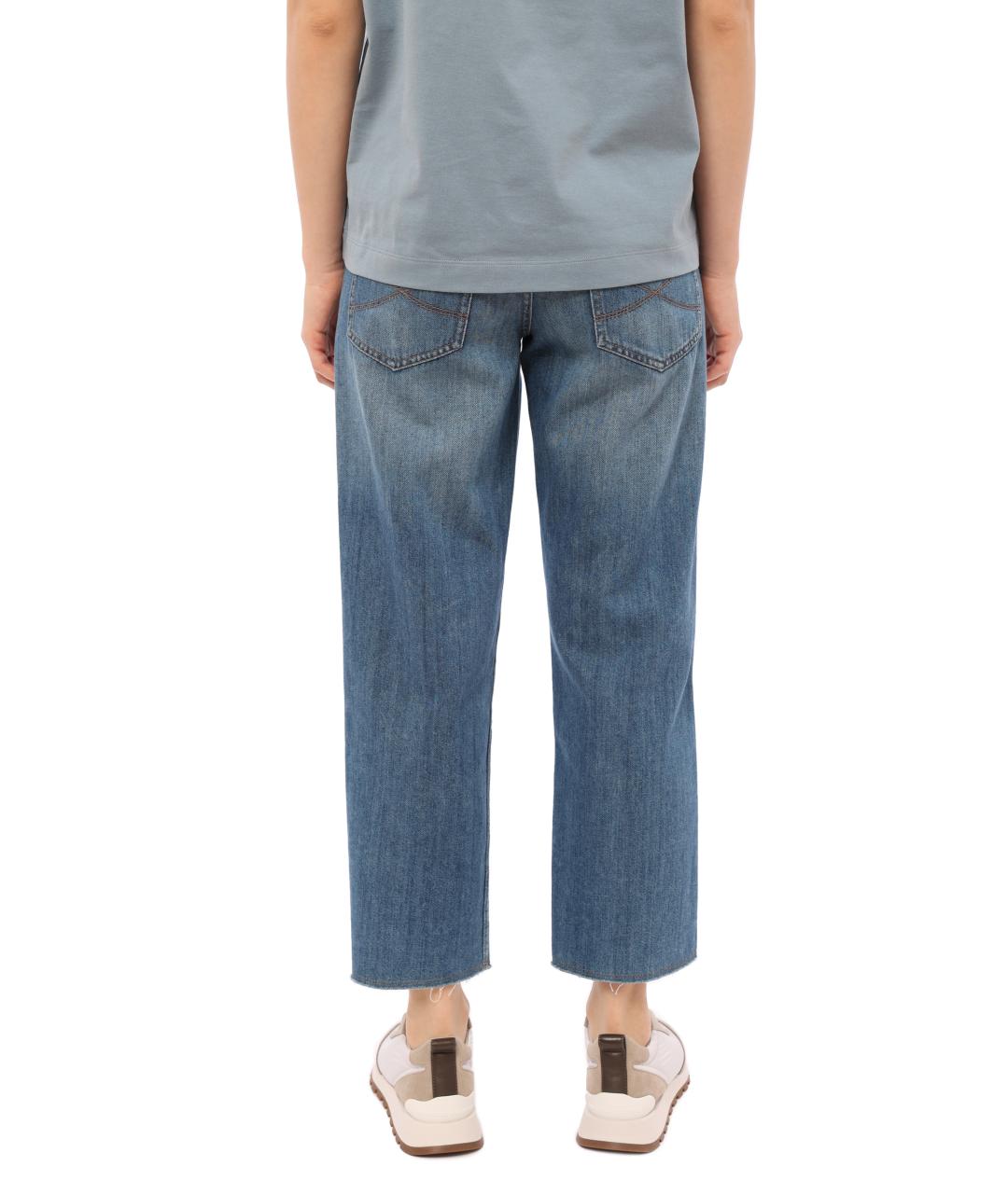 BRUNELLO CUCINELLI Синие хлопковые прямые джинсы, фото 3