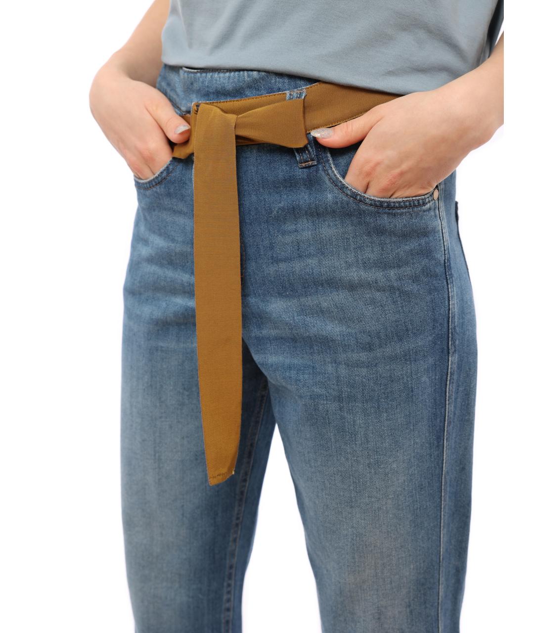 BRUNELLO CUCINELLI Синие хлопковые прямые джинсы, фото 5