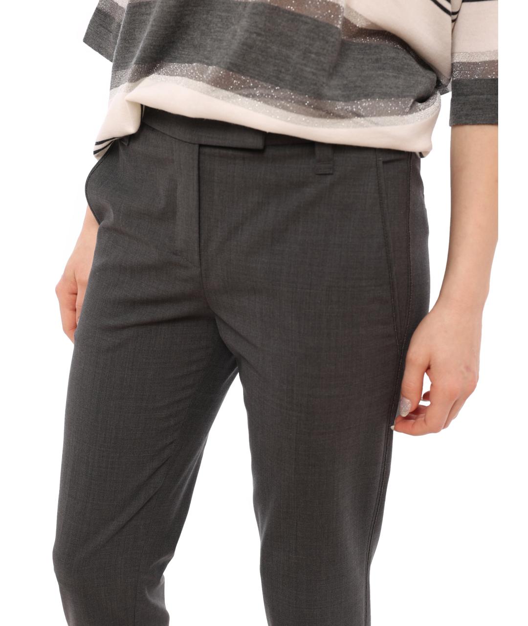 BRUNELLO CUCINELLI Серые прямые брюки, фото 4