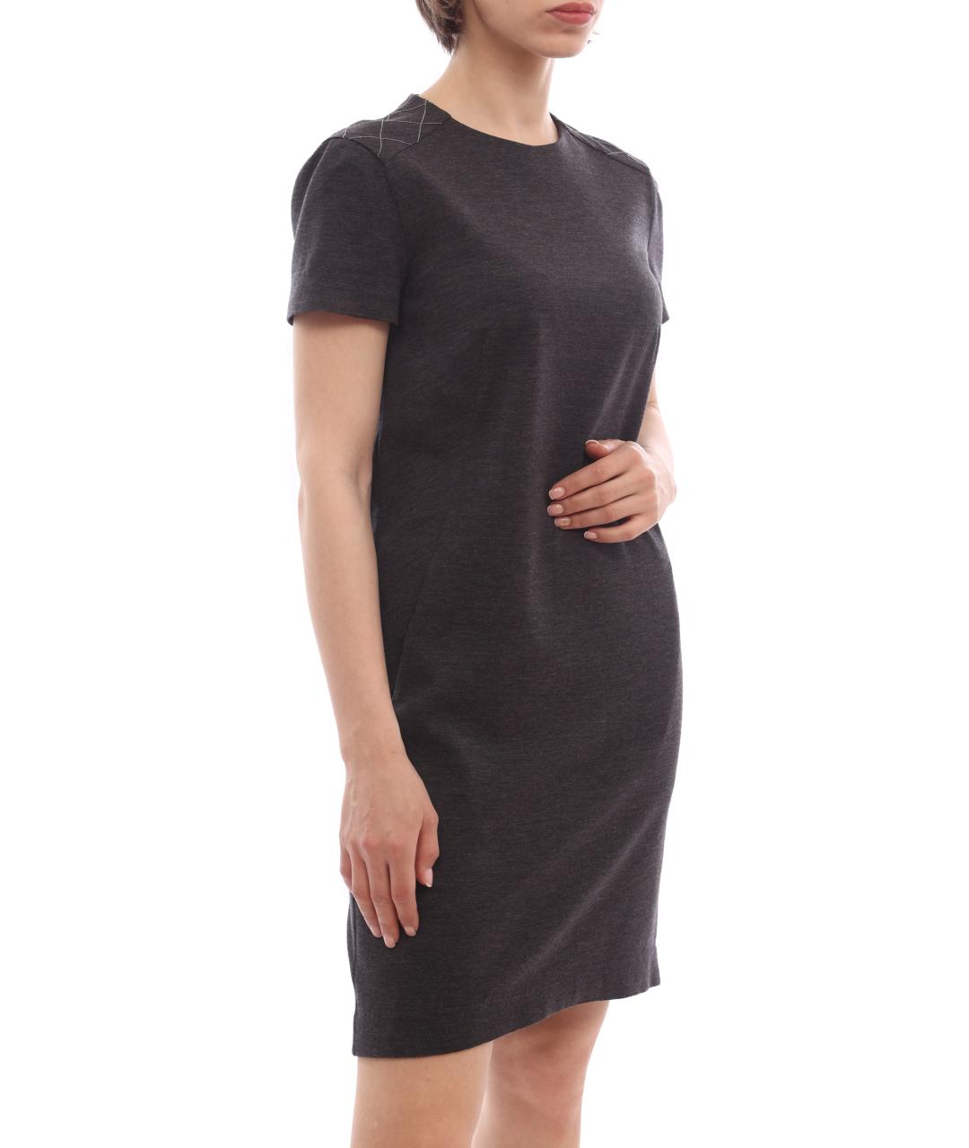 BRUNELLO CUCINELLI Серое хлопковое повседневное платье, фото 8