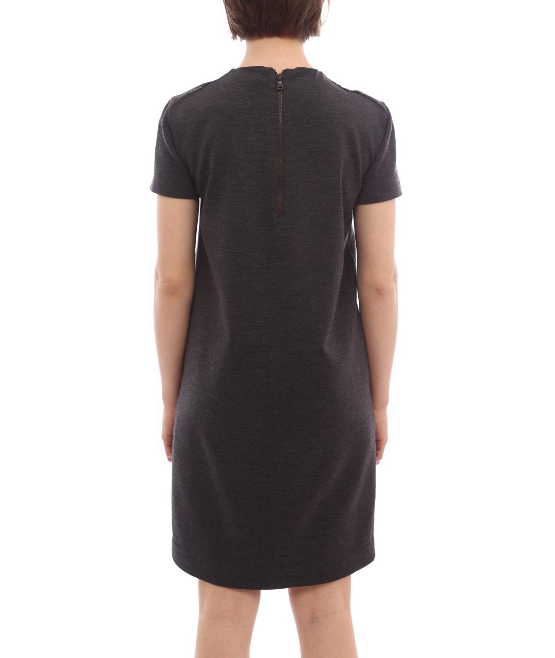 BRUNELLO CUCINELLI Серое хлопковое повседневное платье, фото 5