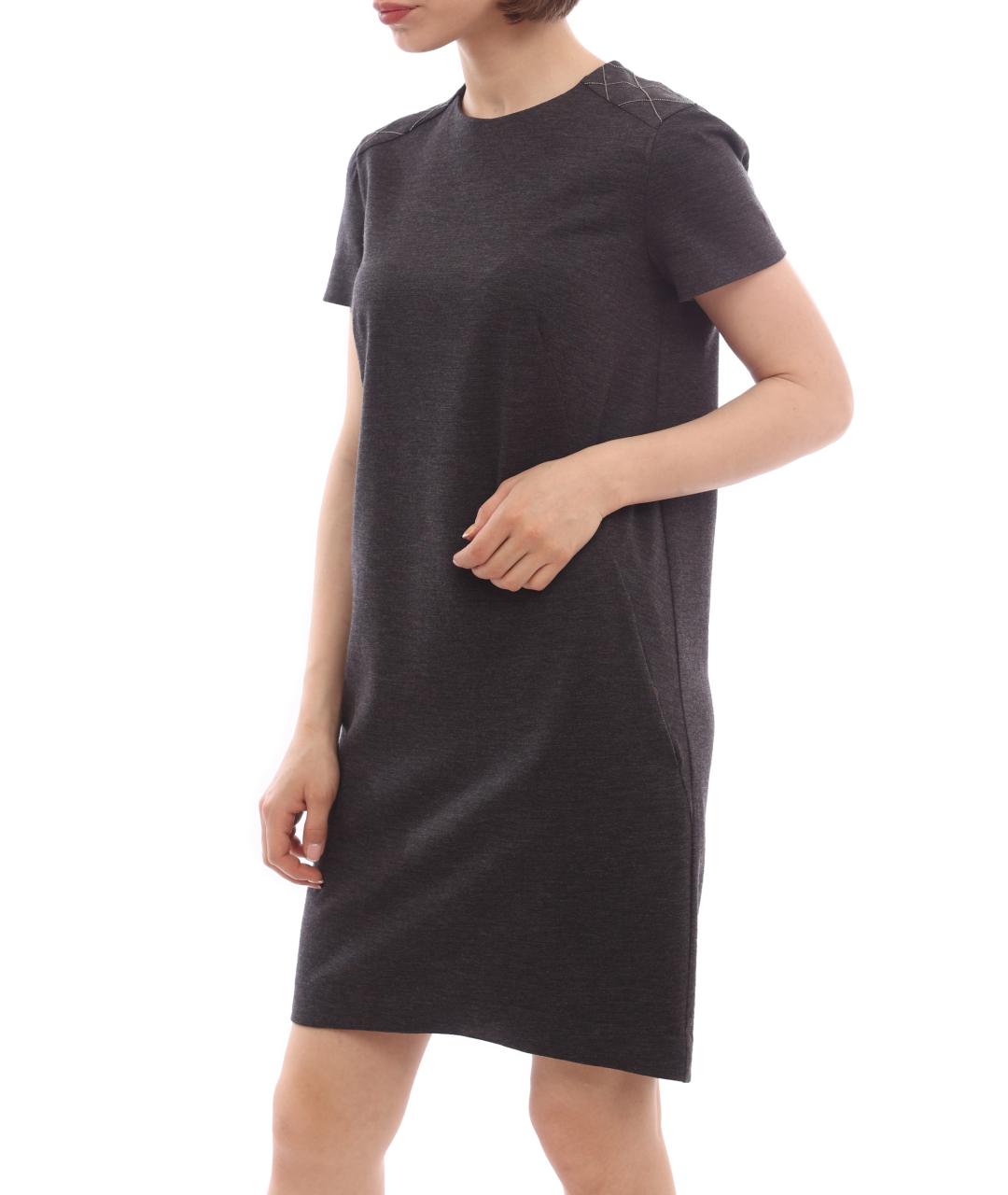 BRUNELLO CUCINELLI Серое хлопковое повседневное платье, фото 3