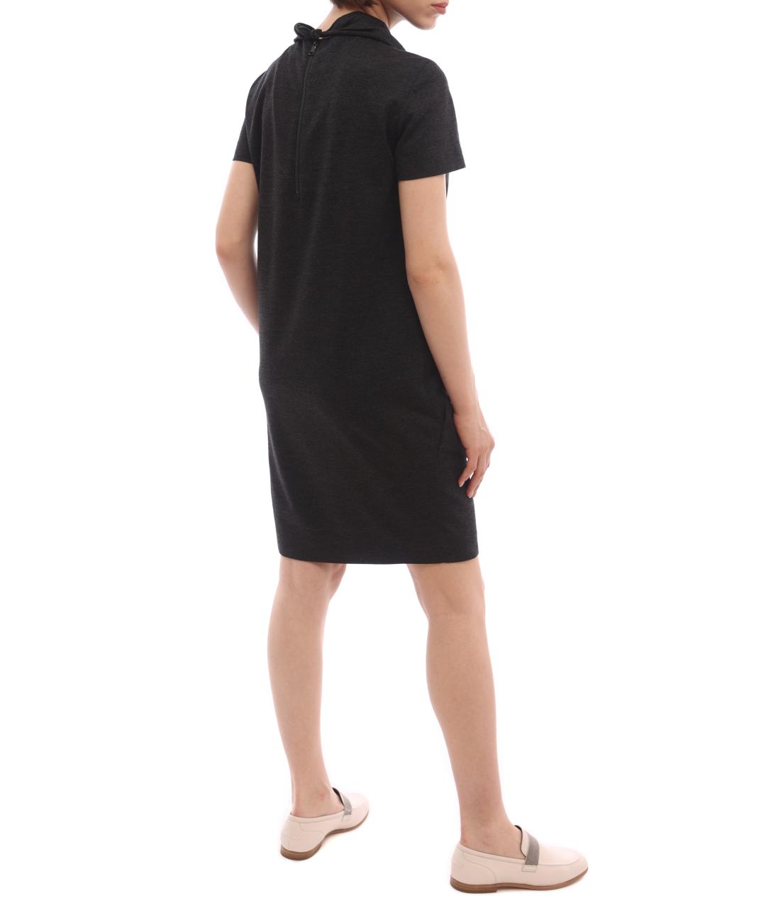 BRUNELLO CUCINELLI Черное хлопковое повседневное платье, фото 5